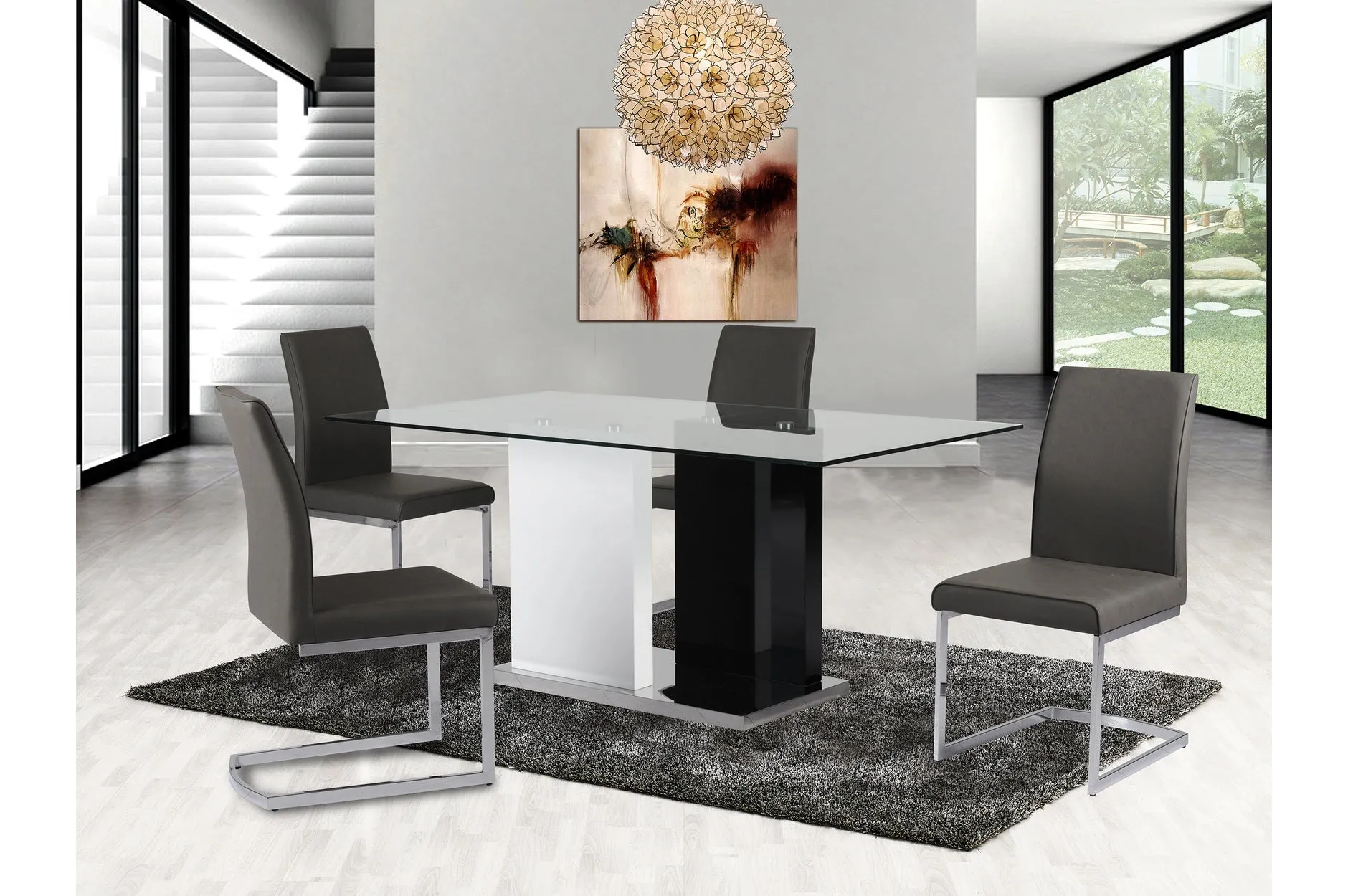 Libra 5 Piece Dining Set with Grey Chairs