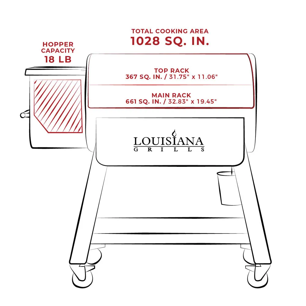 Louisiana Grills 1000 Pellet Grill Black Label LG1000BL with Front Shelf 10639