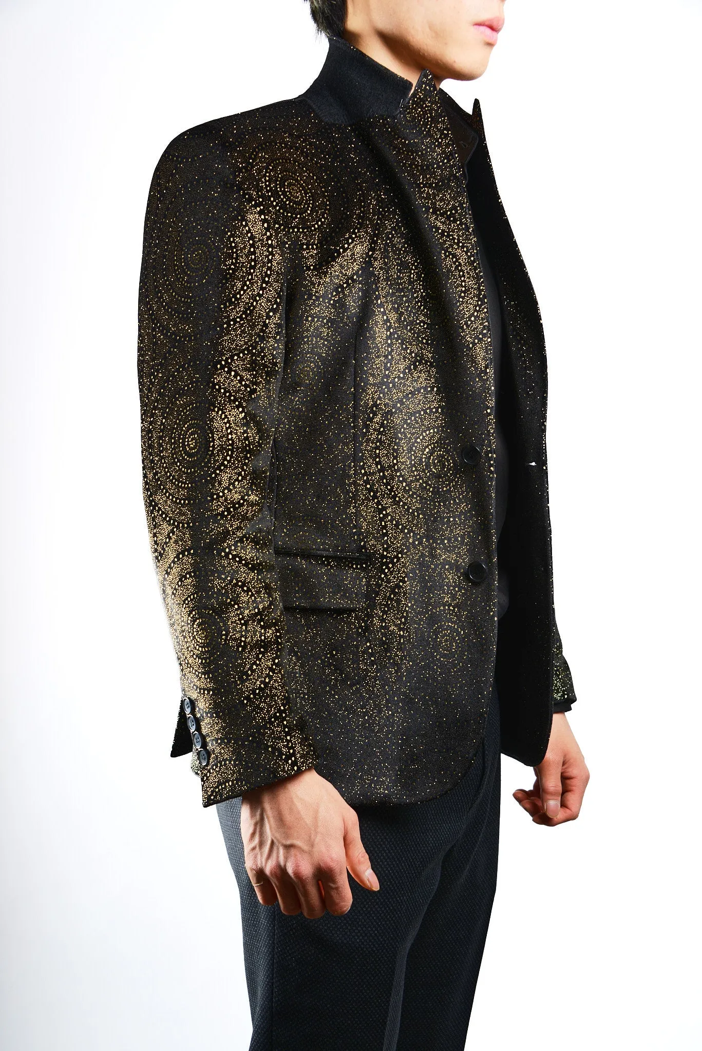 Mayfair Gold Spiral Sparkle Velvet Blazer