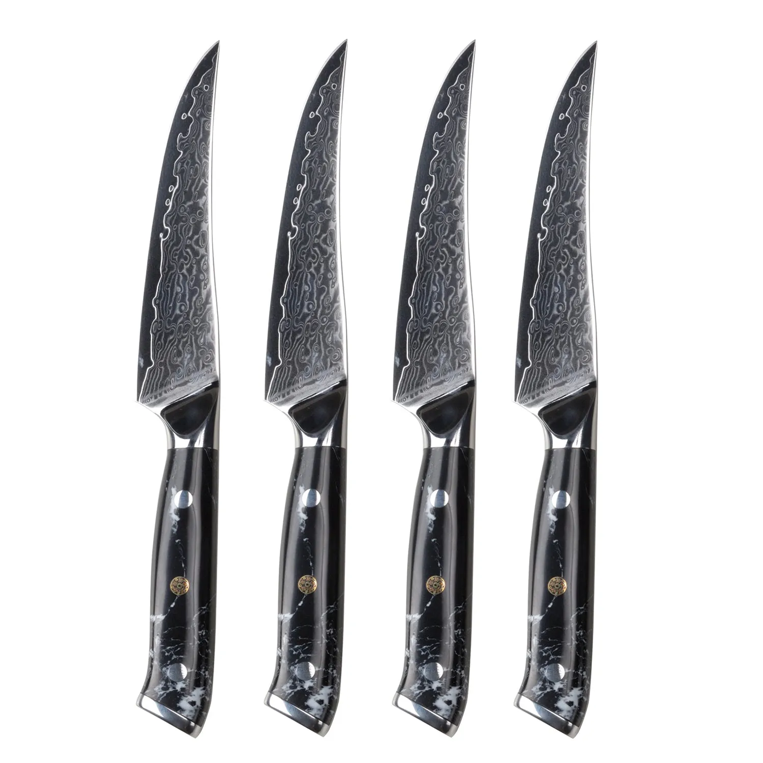 Minimal Damascus Steak Knife Set of 4