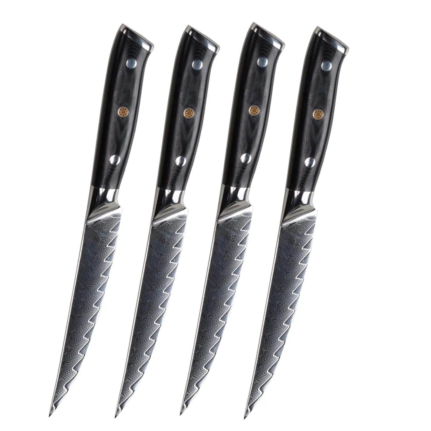 Minimal Damascus Steak Knife Set of 4