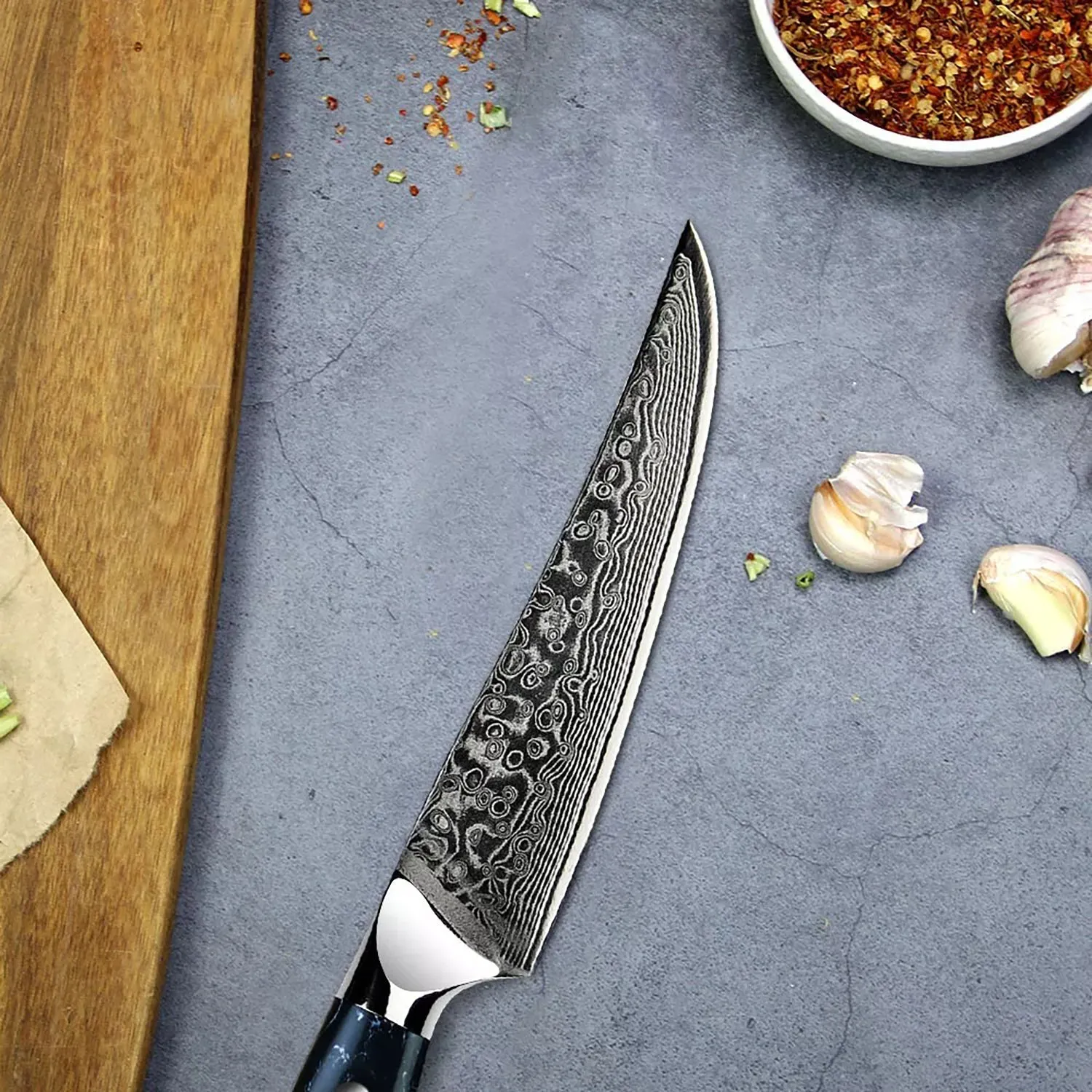 Minimal Damascus Steak Knife Set of 4