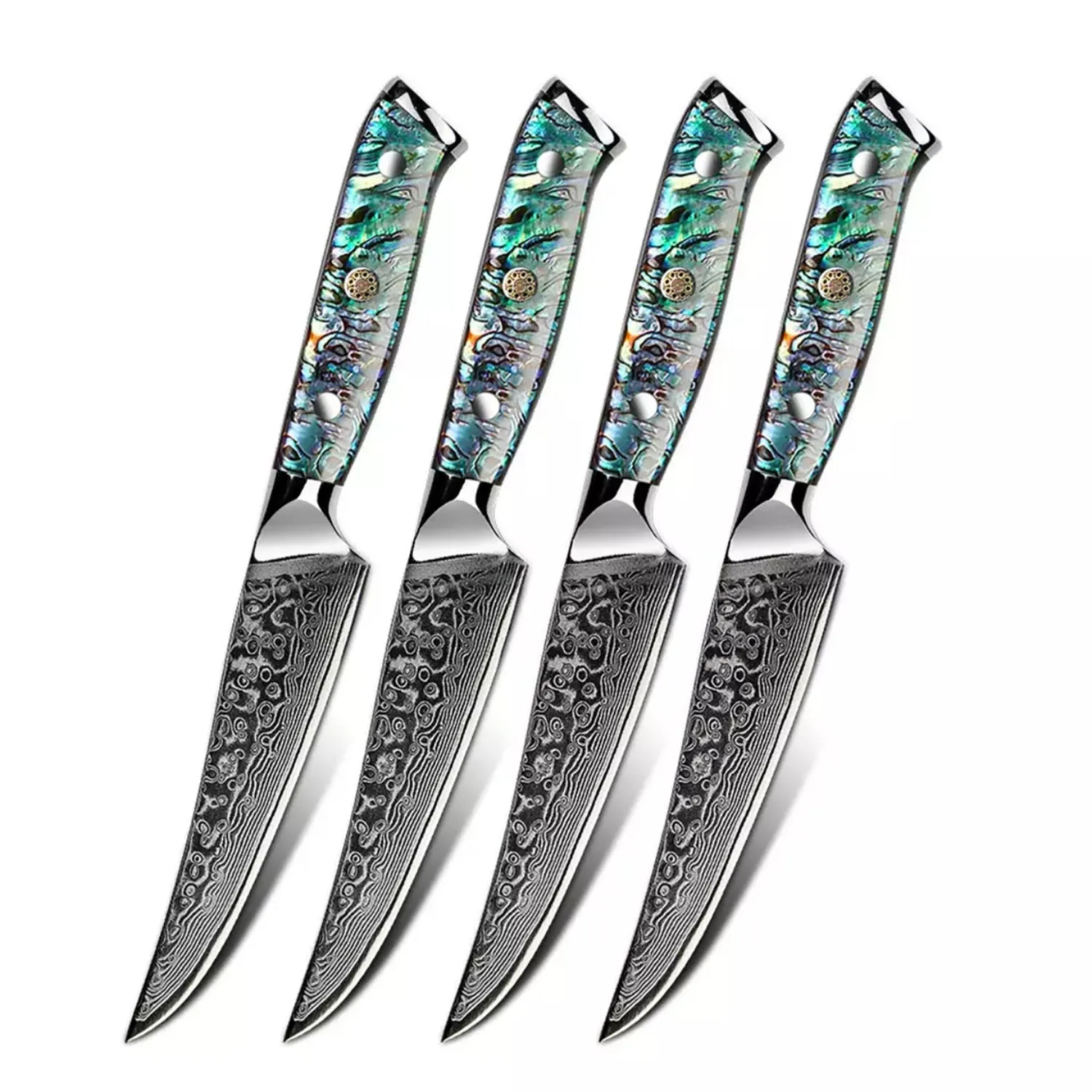 Minimal Damascus Steak Knife Set of 4