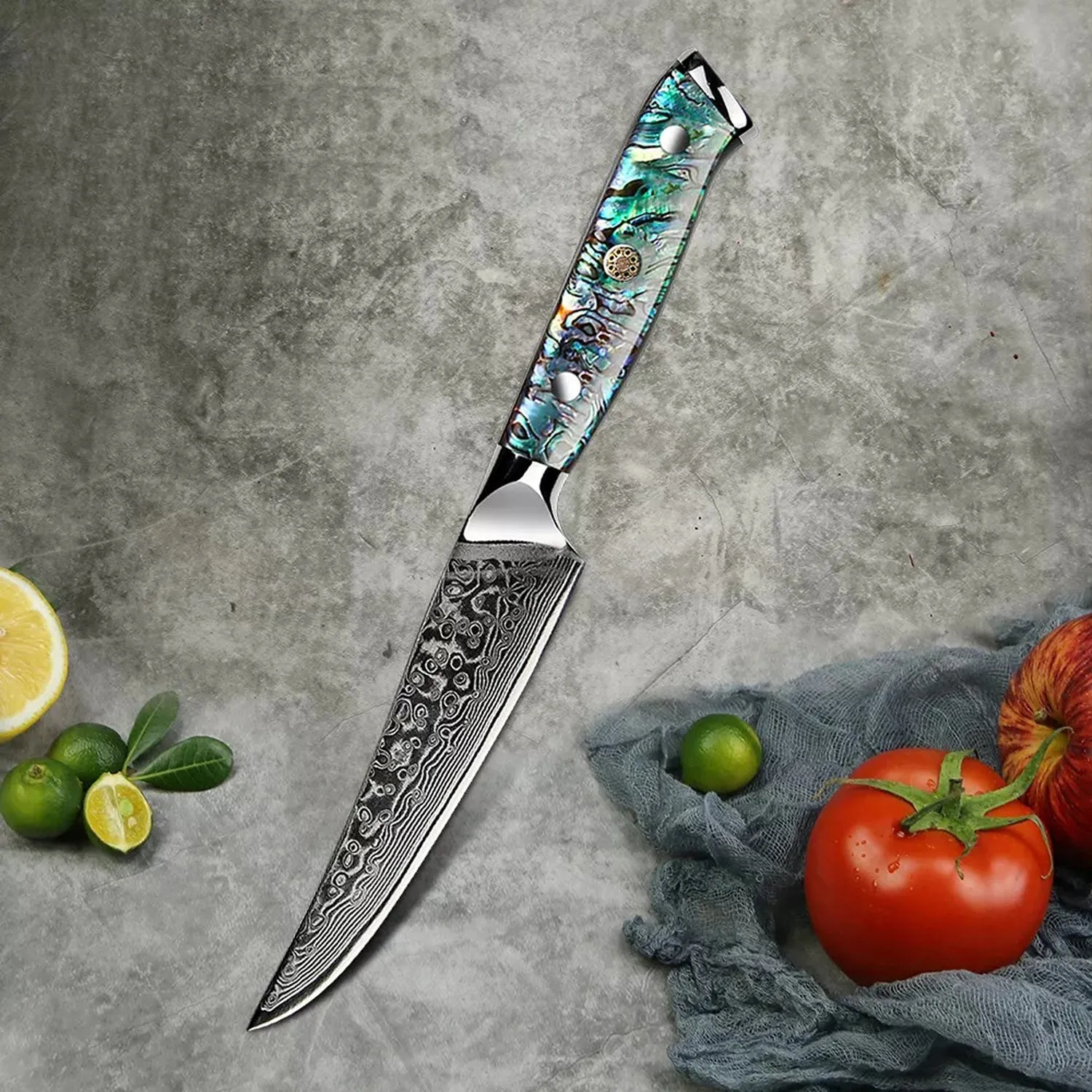 Minimal Damascus Steak Knife Set of 4