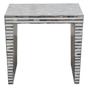 Mosaic End Table w/ Bone Inlay in Linear Pattern by Diamond Sofa