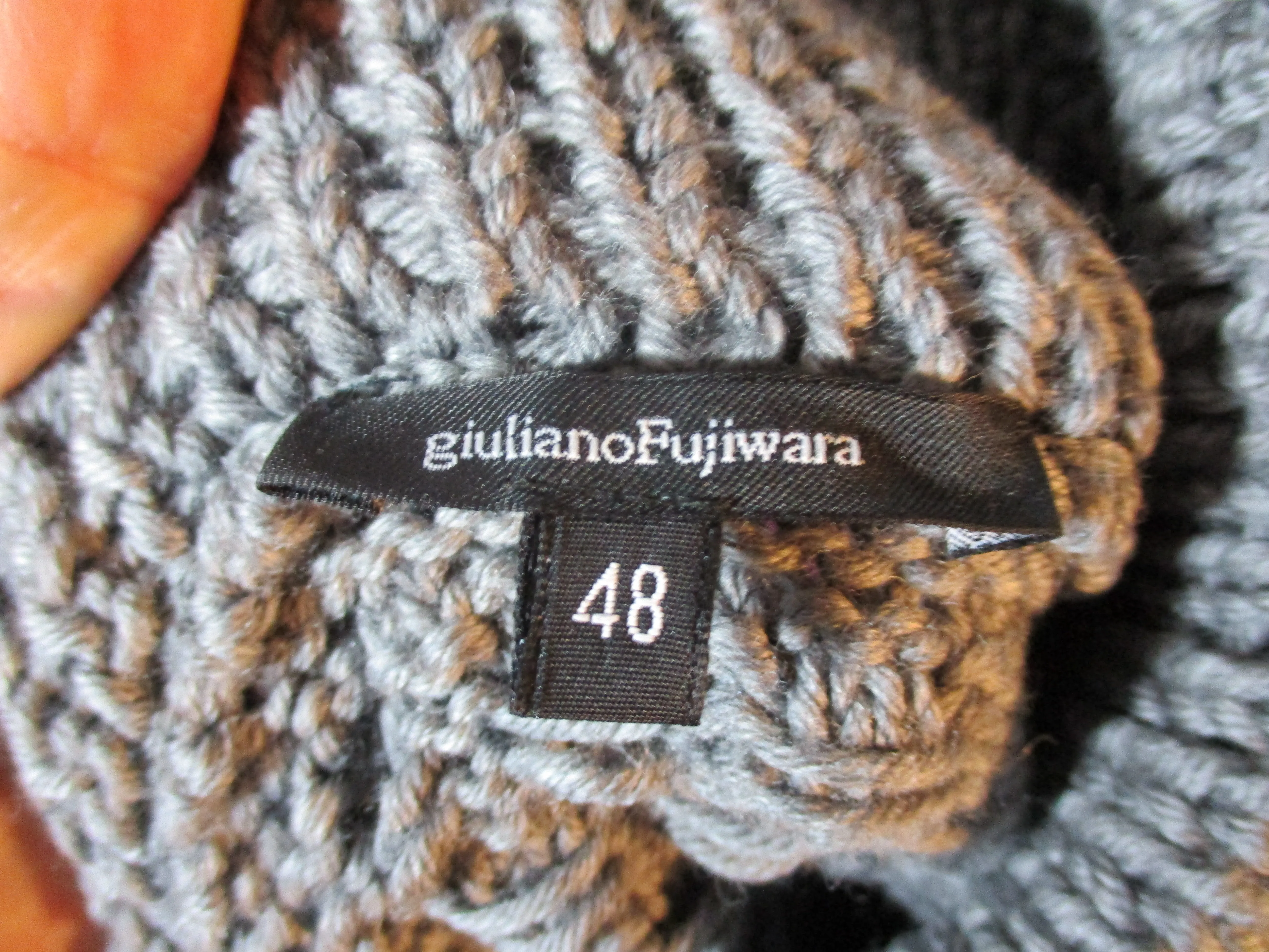 NEW GIULIANO FUJIWARA Sweater PONCHO GRAY BLACK 48 Womens