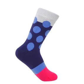 PEPER HAROW Eleanor Dot Women's Luxury Cotton Socks - Navy Blue and Orange