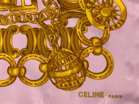 Pink and Gold Chain Print Silk Scarf
