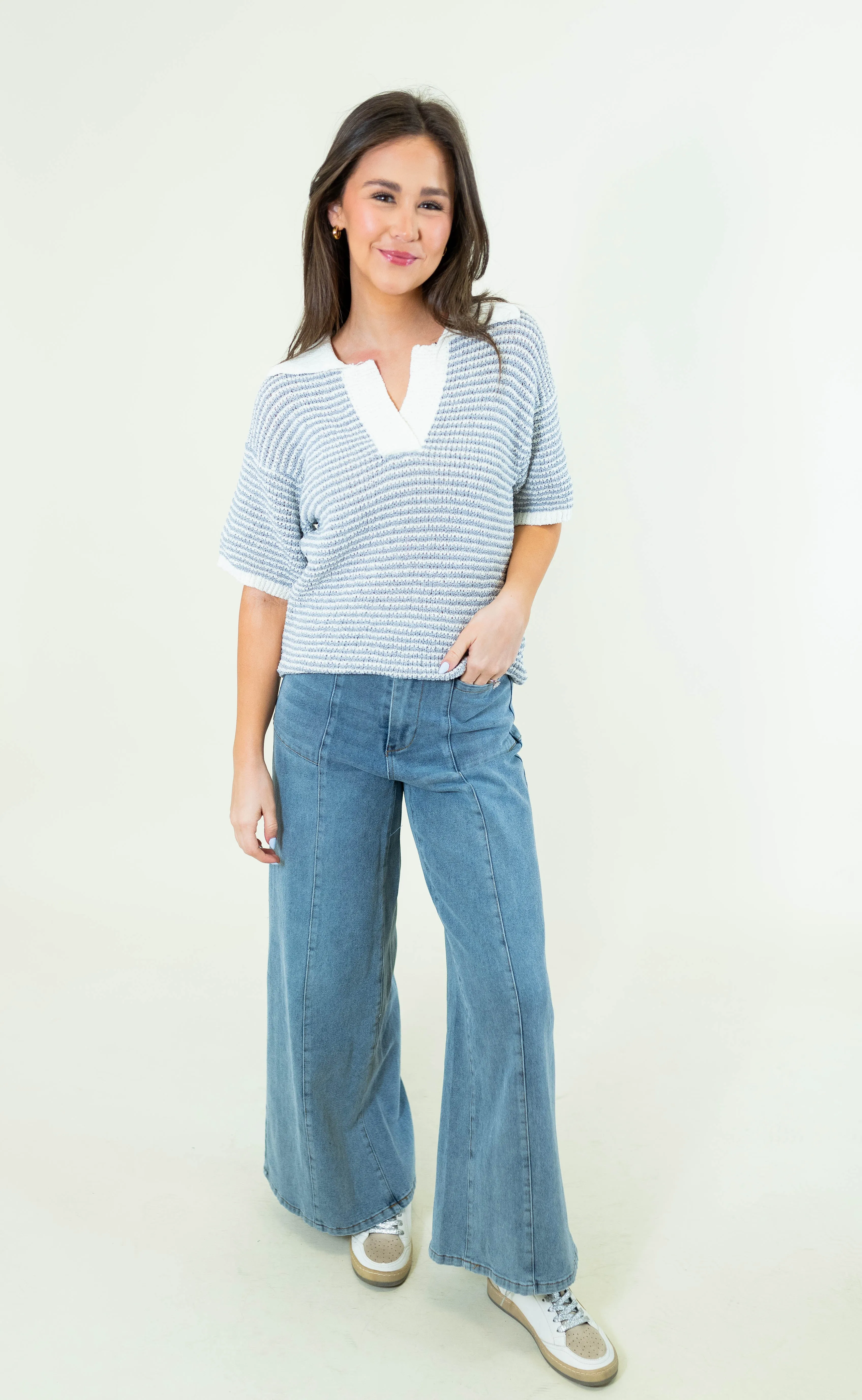 Polo Stripe Sweater Top