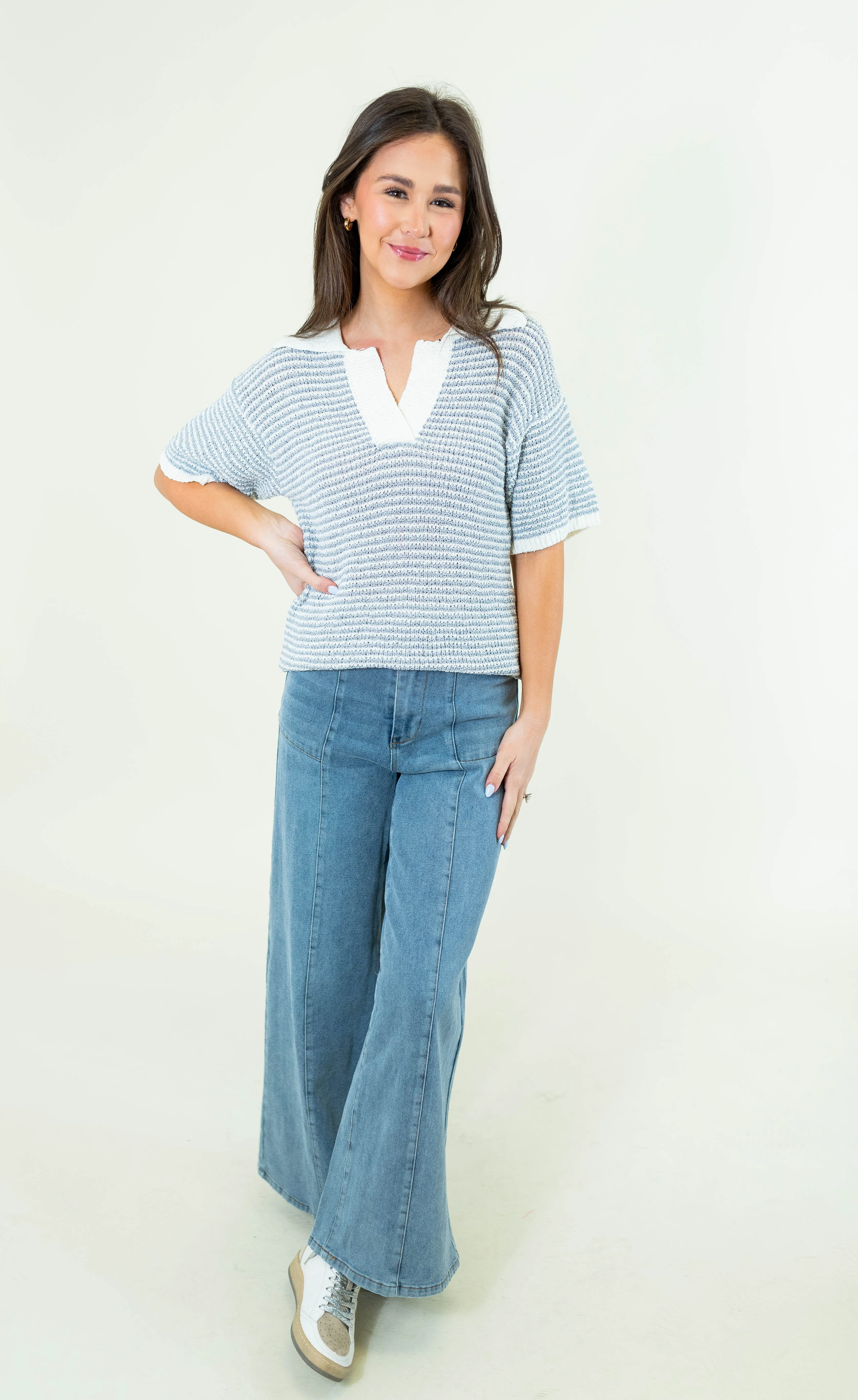 Polo Stripe Sweater Top