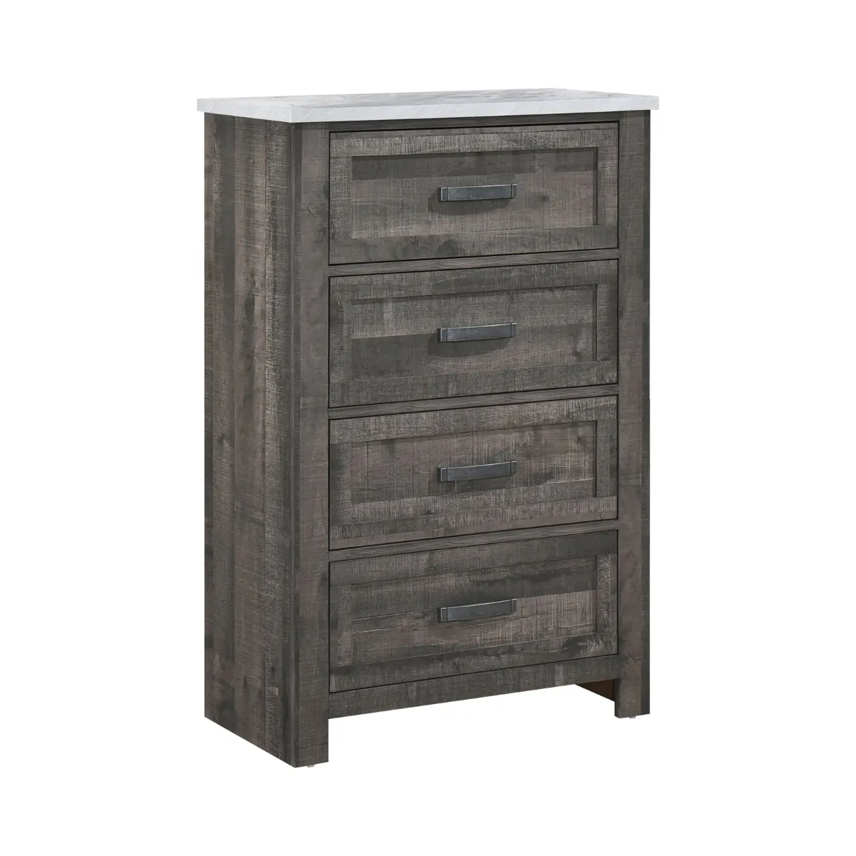 Rustic Stone-Top Chest with Weathered Wood Finish