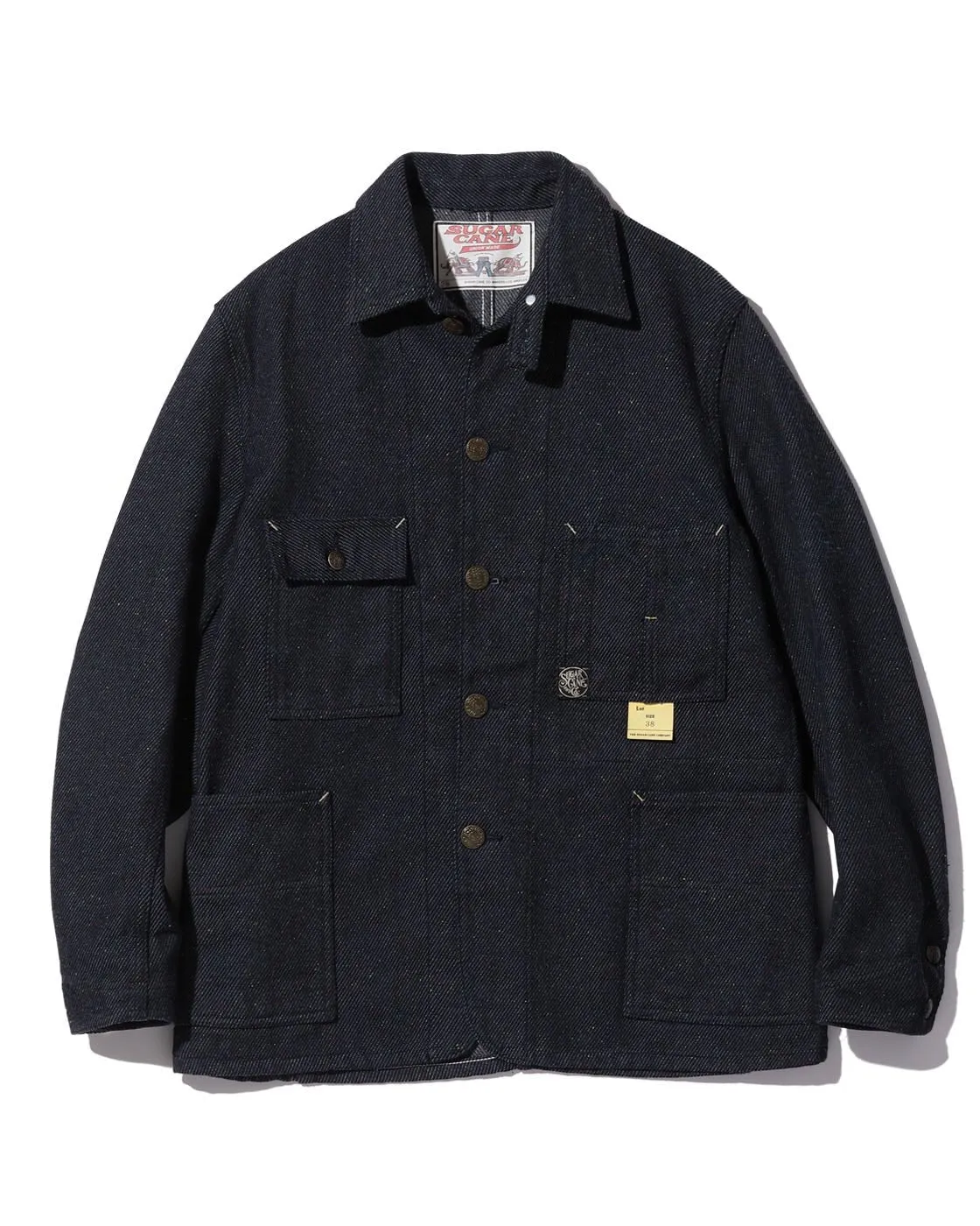 Sugar Cane, Fiction Romance 13.7oz. Indigo Nep Denim Work Coat, Sc15445
