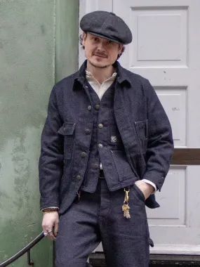 Sugar Cane, Fiction Romance 13.7oz. Indigo Nep Denim Work Coat, Sc15445