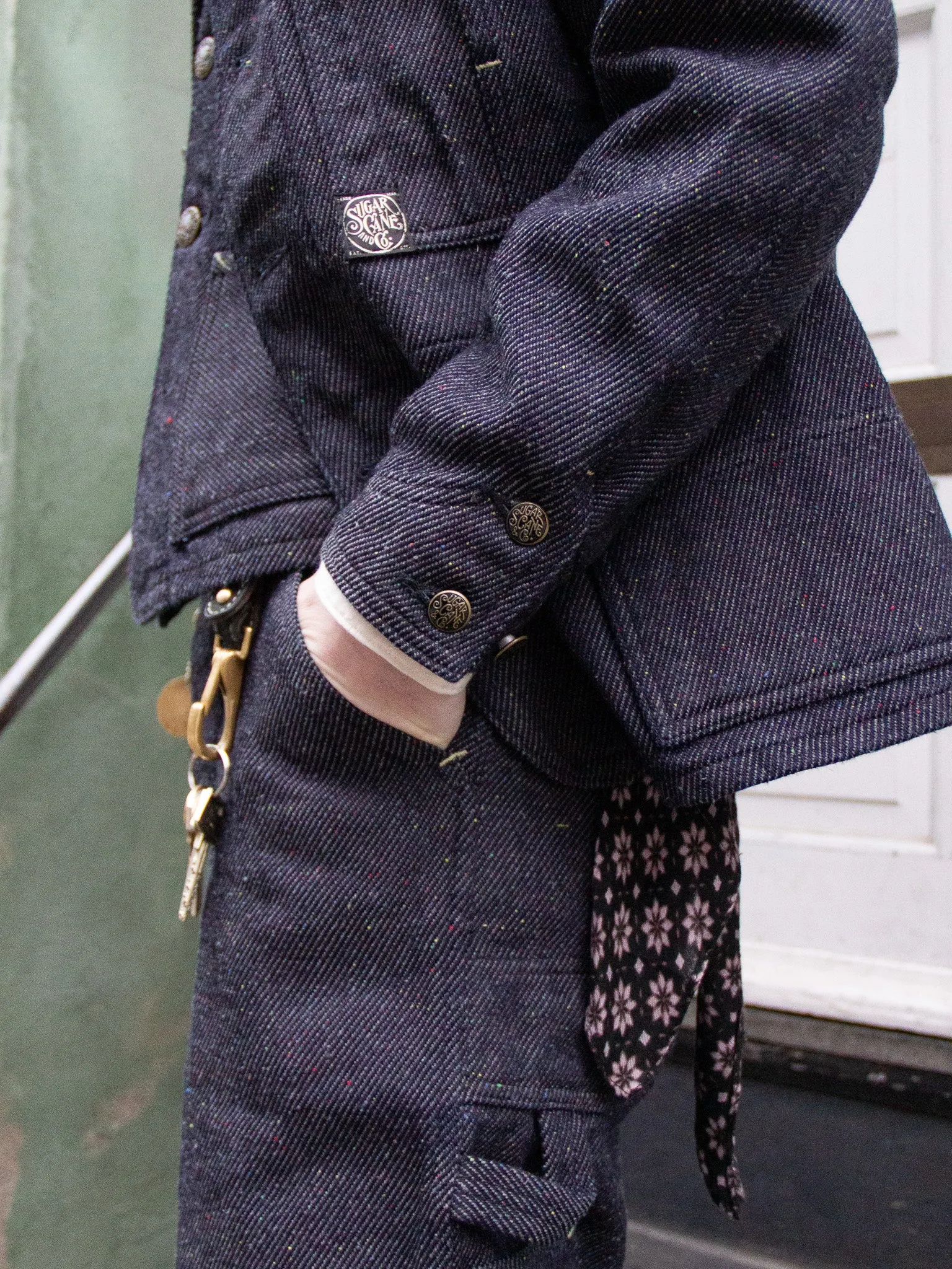 Sugar Cane, Fiction Romance 13.7oz. Indigo Nep Denim Work Coat, Sc15445