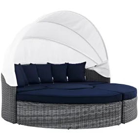 Summon Canopy Outdoor Patio Sunbrella® Daybed Canvas Navy EEI-1997-GRY-NAV-SET