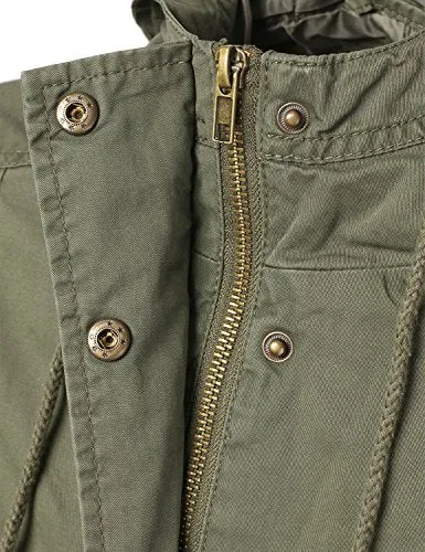 TL Women's Militray Anorak Parka Hoodie jackets with Drawstring OLIVE LARGE