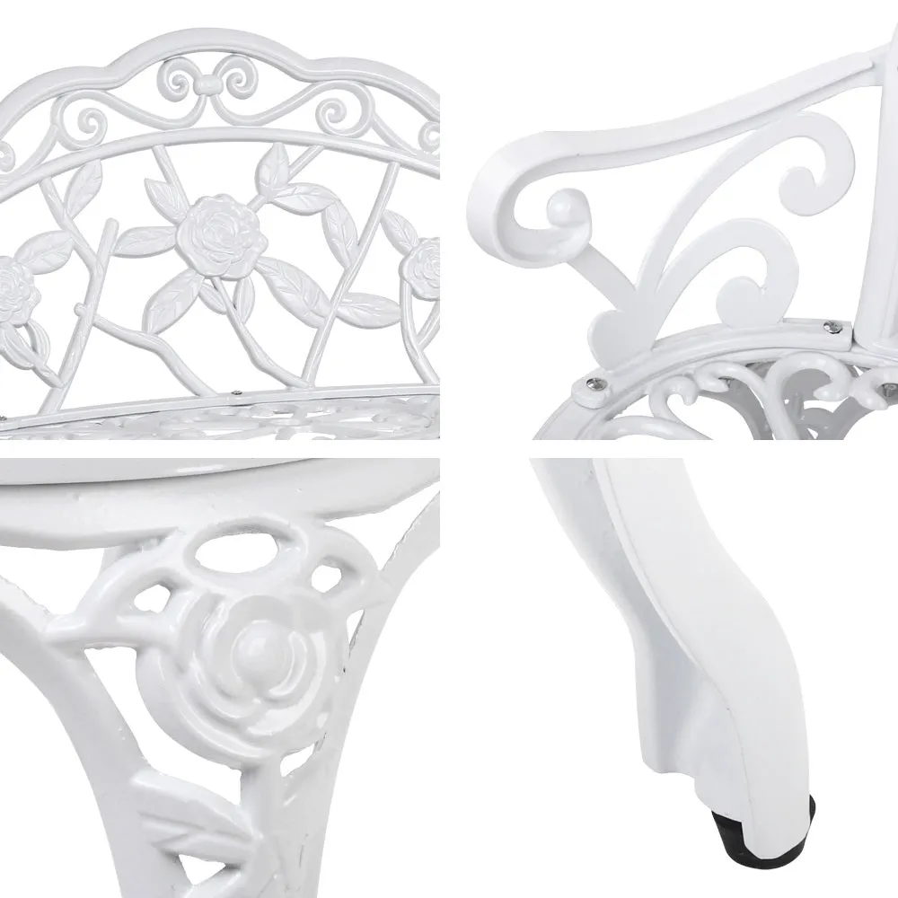 Vintage Style Garden Bench Fer Forge French Wrought Iron Look Seat White