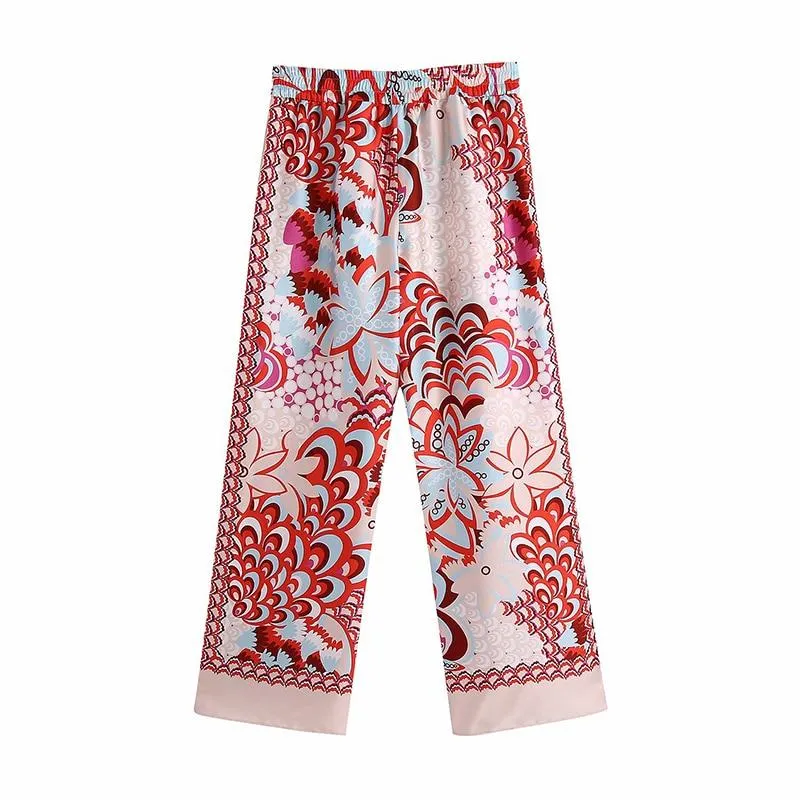 Vintage Women Satin Colorful Loose Pant Suits