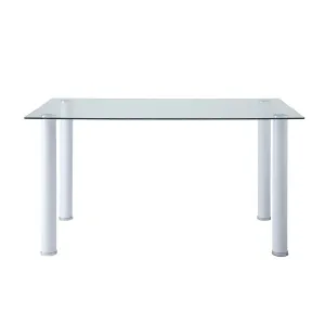 White Florian Dining Table, Glass Top