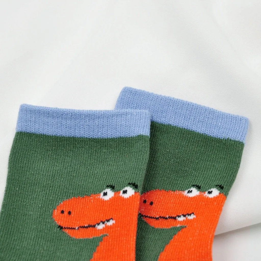 ZFSOCK Cute Dinosaur Kids Crew Socks for Boys, 5 Pairs