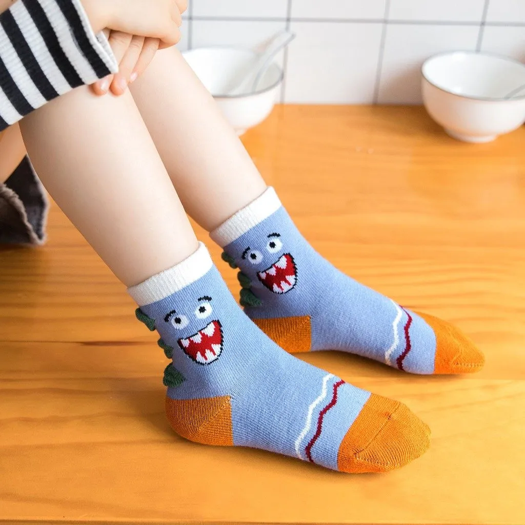 ZFSOCK Cute Dinosaur Kids Crew Socks for Boys, 5 Pairs