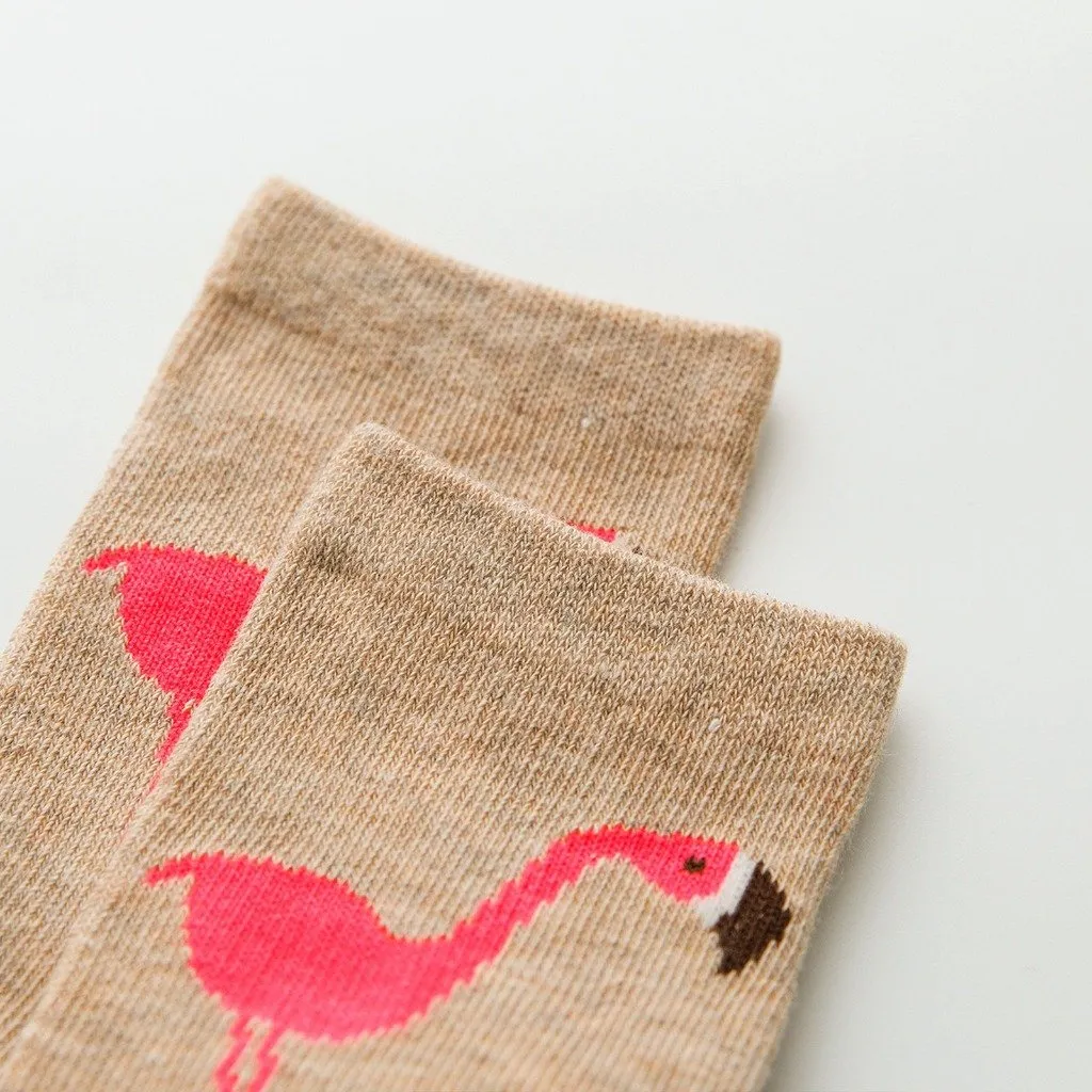 ZFSOCK Cute Flamingo Design Socks For Girls, 5 Pairs