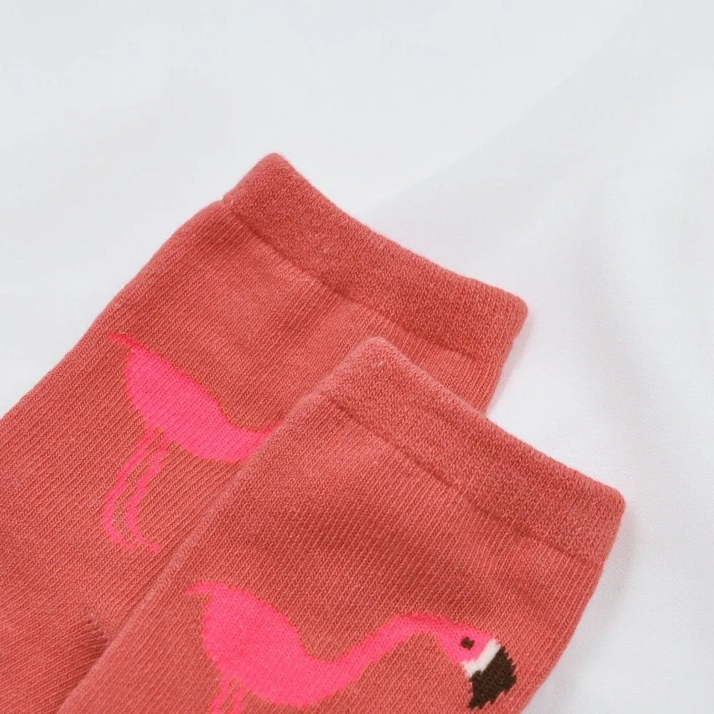 ZFSOCK Cute Flamingo Design Socks For Girls, 5 Pairs